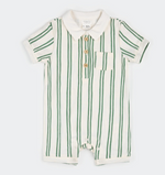 Petit Lem - Knit Romper - Green Stripes|187268