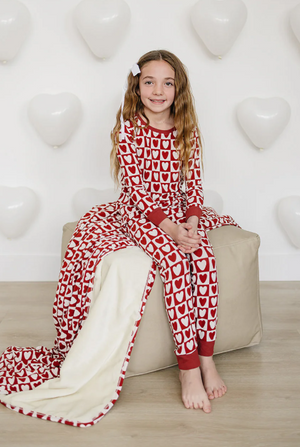 Mebie Baby - Checkered Hearts Ribbed Bamboo Cozy Set|185353