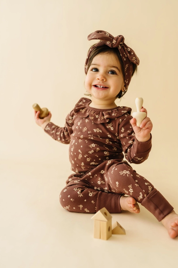 Organic Ruffle Onesie & Pants Set - Winter Bloom|107564