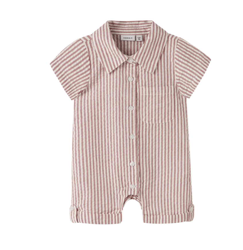Name It - Striped Romper Mocha|209370