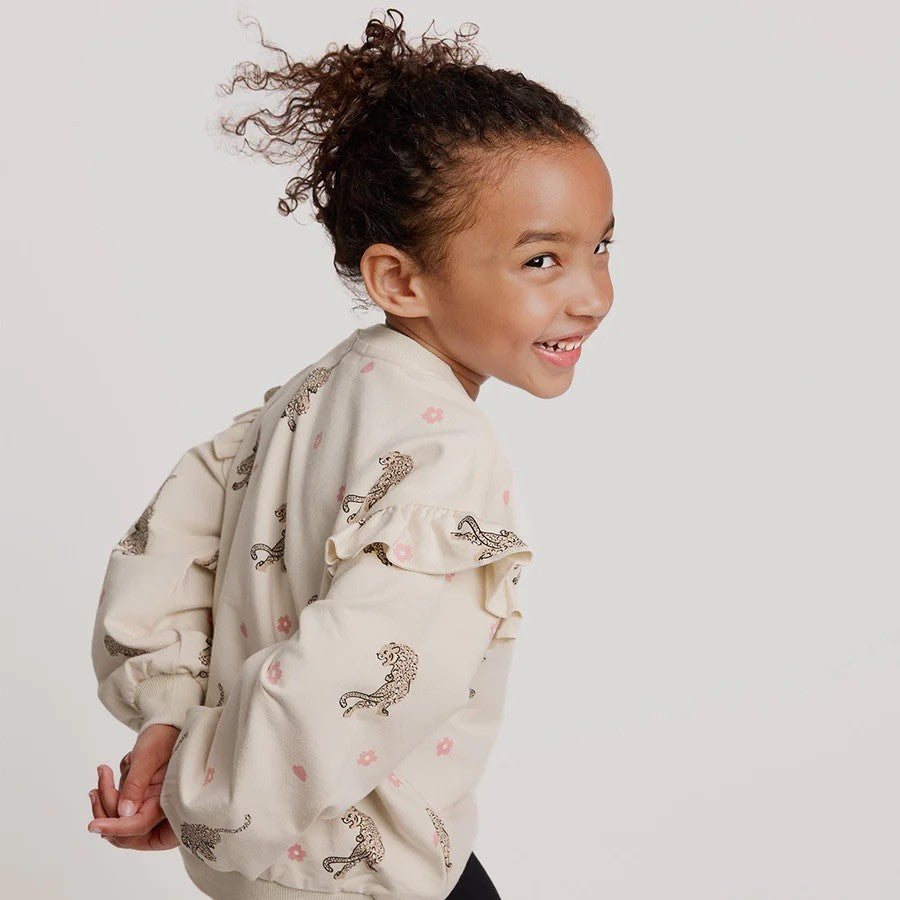 Miles The Label - Leopards on Birch Ruffled Sweatshirt|182455