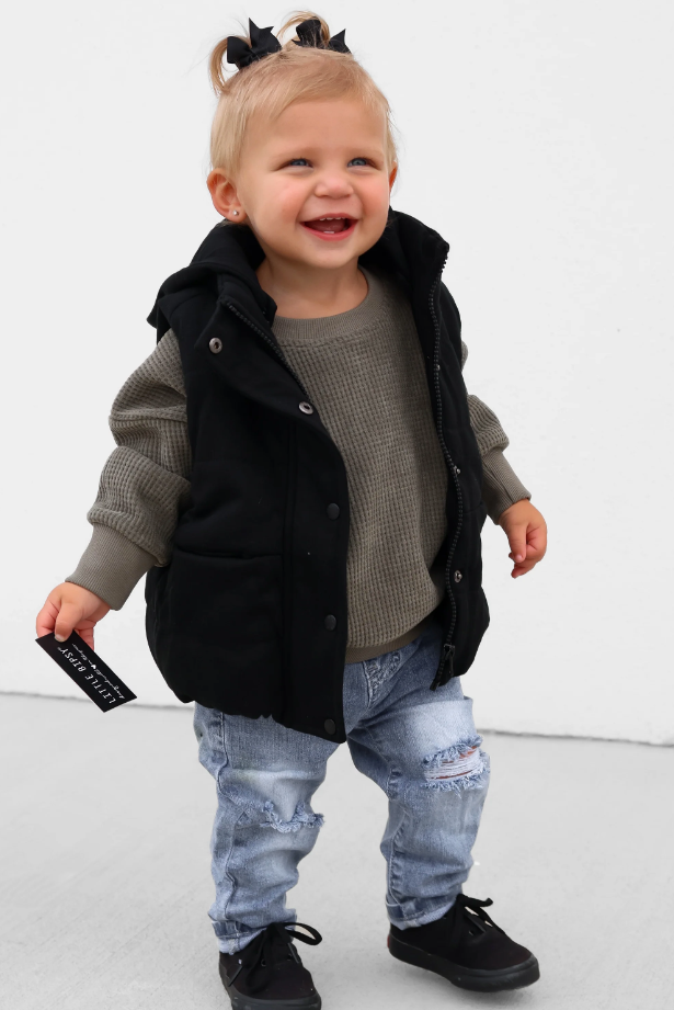 Little Bipsy - Hooded Puffer Vest - Black|108347