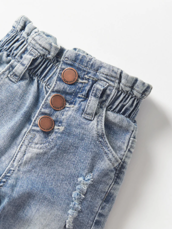 Paperbag Waist Denim - Light Wash|164257