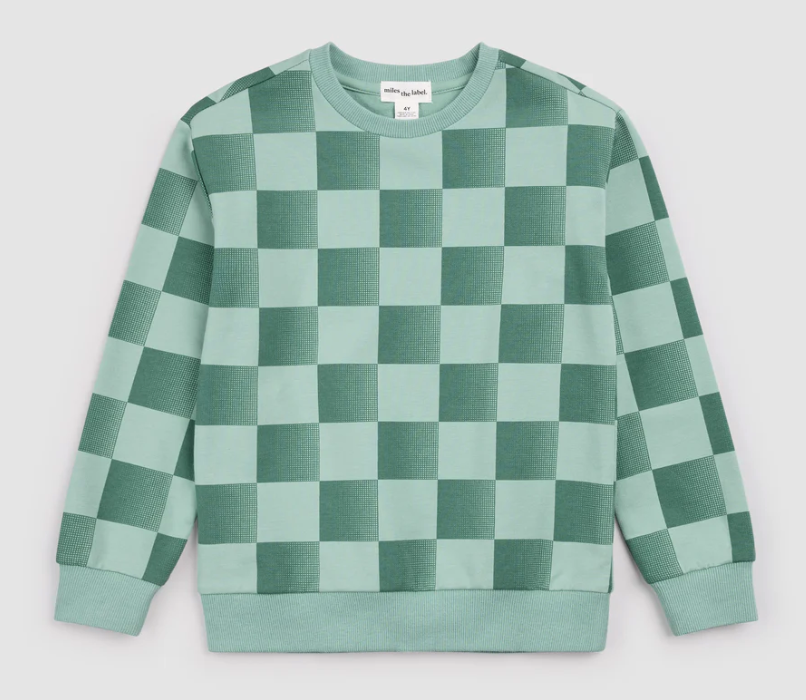 Miles The Label - Turquoise Check Sweatshirt|194081
