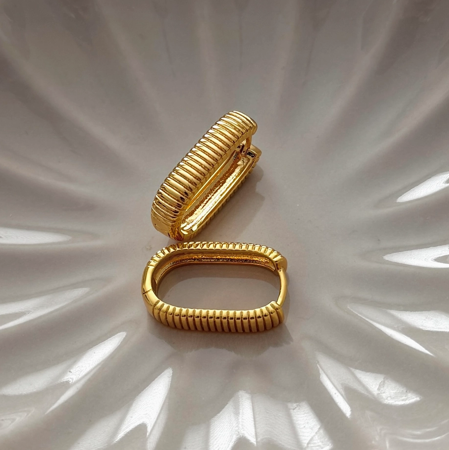 Small Ray Ribbed 2.0 Earrings  - 18K PVD Gold Plating|176924