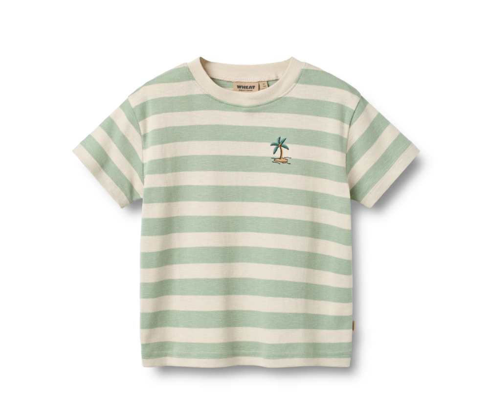 Wheat - T-shirt S/S Liam Mint Stripe|191237