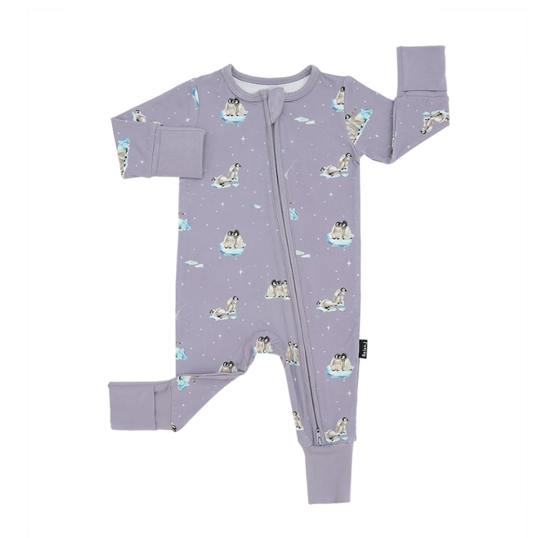 Belan.J - Footless Zipper Sleeper Penguins Periwinkle|173327
