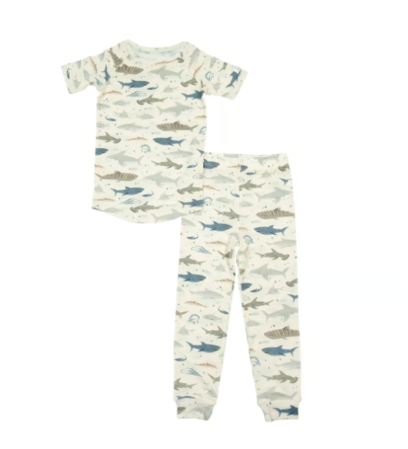 Short Sleeve Long Pants Pajama Set - Sharks|136244