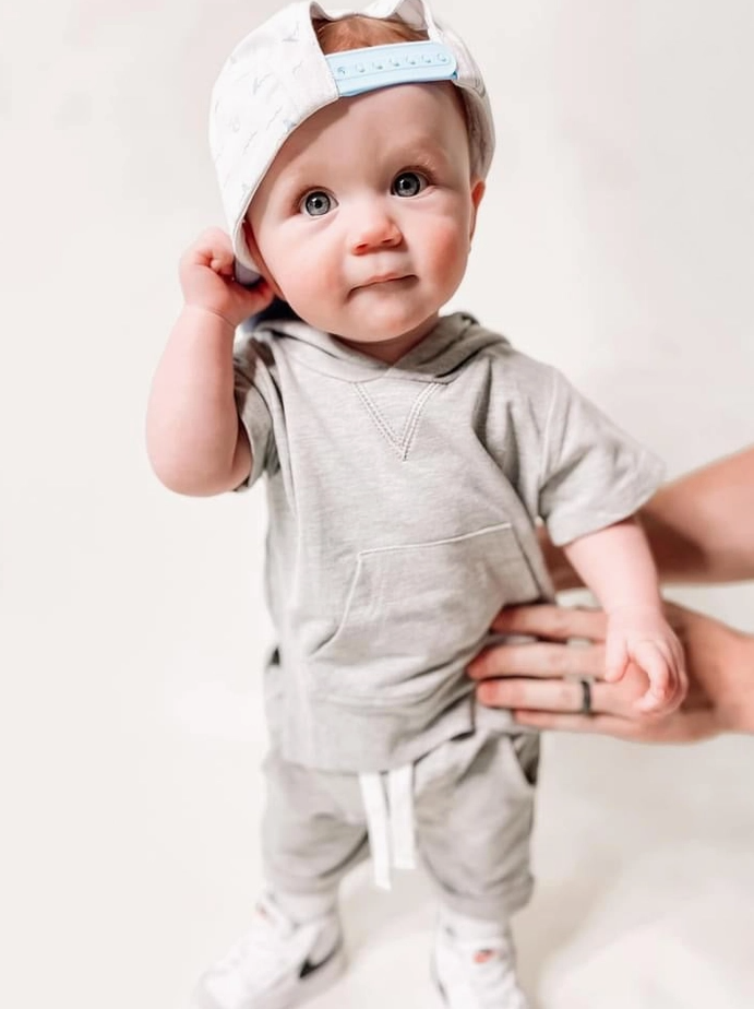 Little Bipsy - Short Sleeve Hoodie - Grey|97766