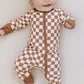 Mebie Baby - Rust Check Ribbed Bamboo Zipper|104145