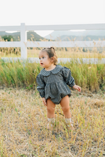 Mebie Baby - Gingham Peter Pan Collar Long Sleeve Bubble Romper|104165