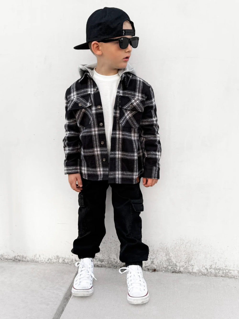 Little Bipsy - Hooded Flannel - Black|109202