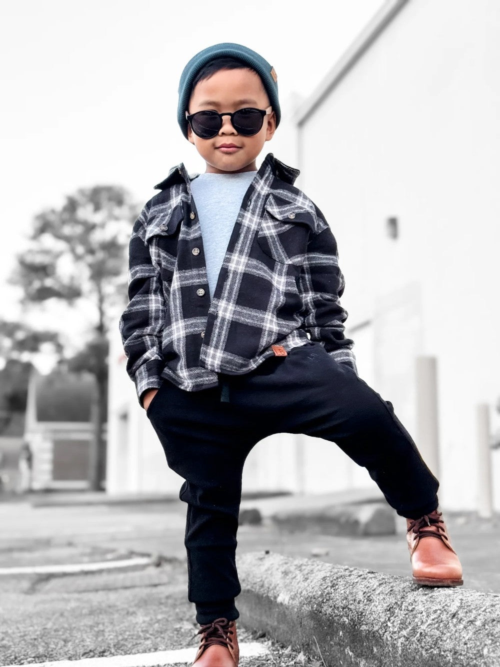 Little Bipsy - Hooded Flannel - Black|109207