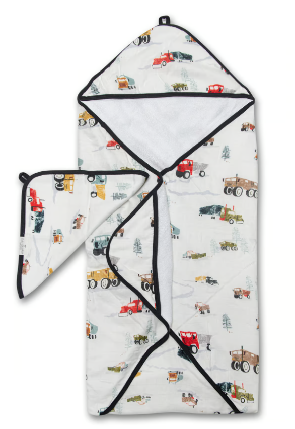 Loulou Lollipop - Muslin Hooded Towel Set - Happy Trucks|136273