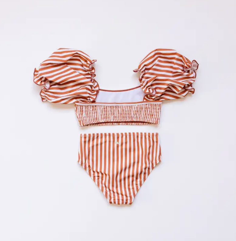 Roco Swim - Sleeved Bikini Terracotta Stripe|88540