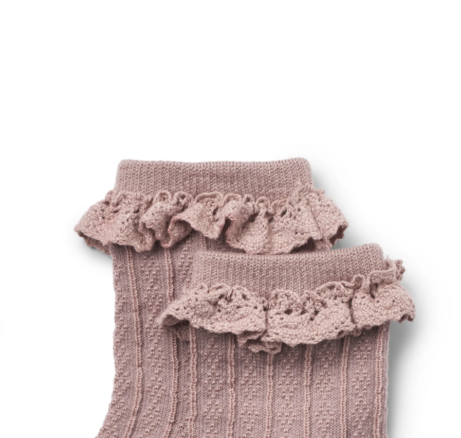 Wheat - 2 pk Wool Lace Socks Nora dry rose|164446