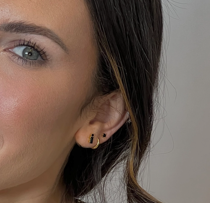 Stone Studs- Black- 18K PVD Gold Plating|186983
