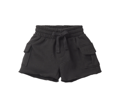 Raw Edge Cargo Short - Black|130125