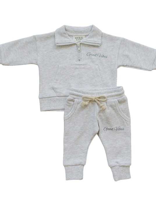 Mebie Baby - Good Vibes Quarter Zip French Terry Set|185296