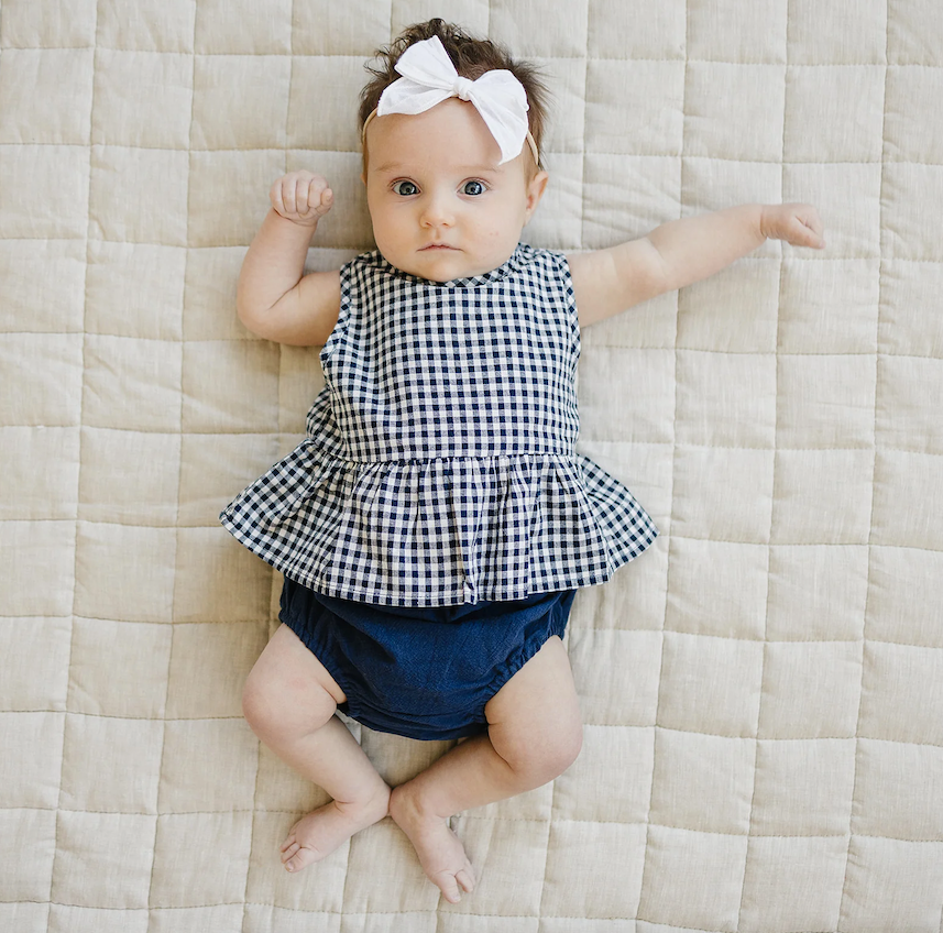 Mebie Baby -Navy Gingham Peplum Set|118256