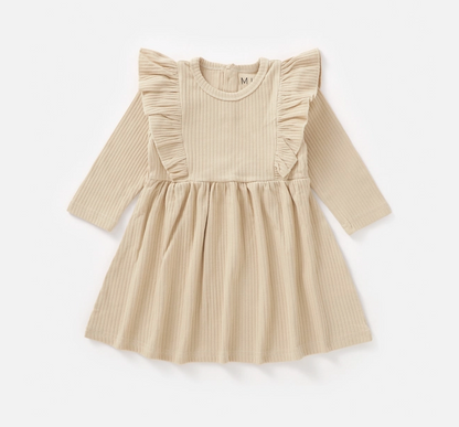 Mila & Co - Ribbed Flutter Dress | Honey|88635