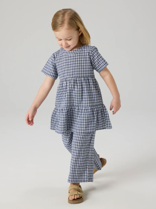 Name It - Navy Gingham Wide Leg Pant|208116