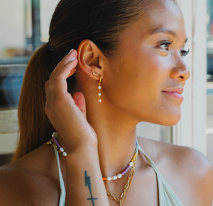 Pearl Drop Earrings -18K PVD Gold Plating|186971