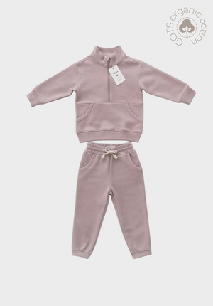 Bee and Magnolia -Organic Half-Zip Jogger Set - Blush Clay|191168