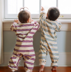 Roobear - Striped Long Sleeve Romper - Yellow and Blue|205904