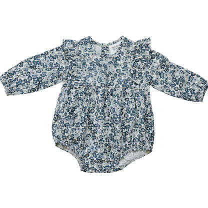 Mebie Baby - Floral Long Sleeve Ruffle Bubble Romper|104170