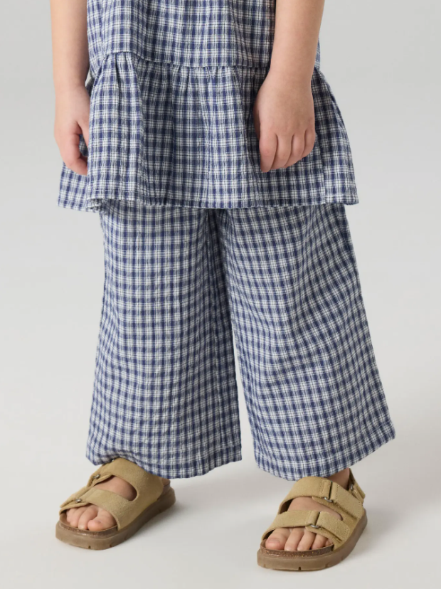 Name It - Navy Gingham Wide Leg Pant|208117