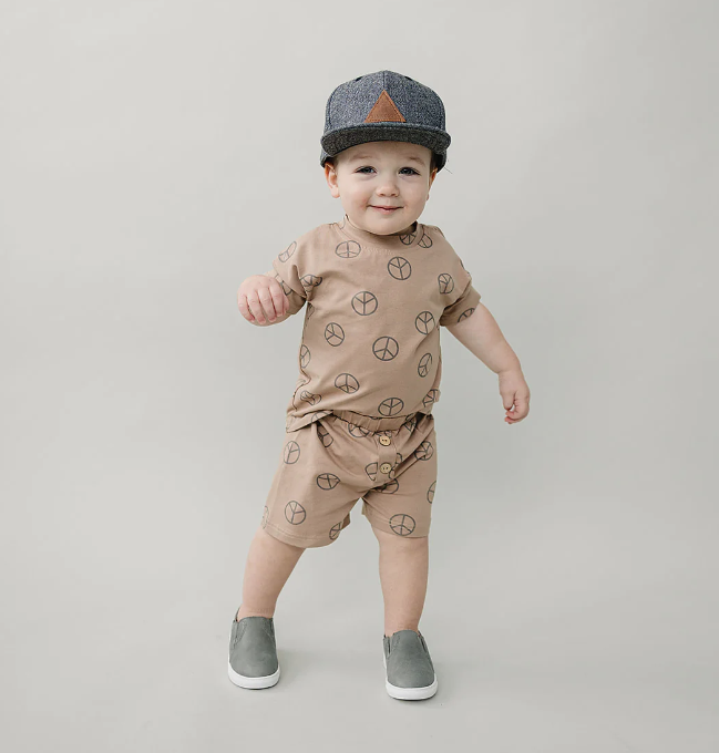 Mebie Baby - Peace Button Short Set|87724