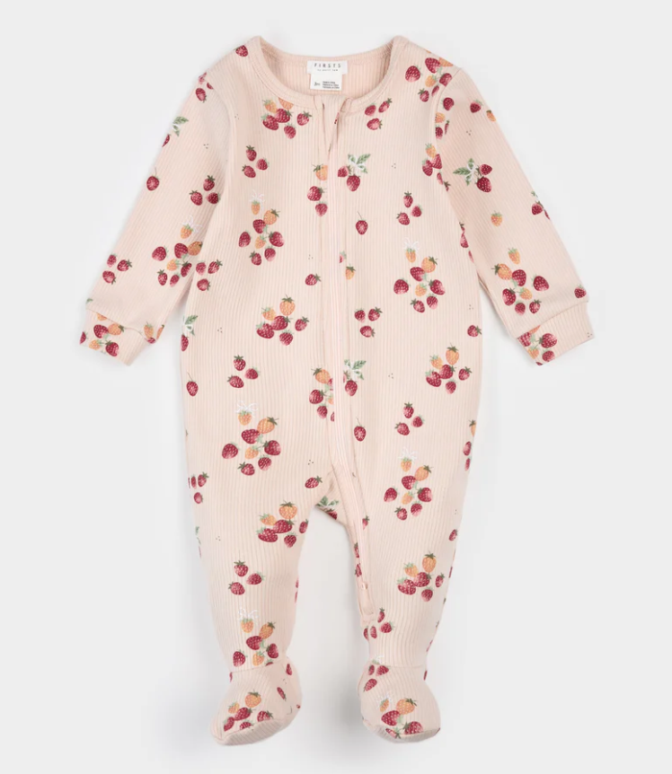 Petit Lem - Footed Sleeper - Strawberry Bow|187046