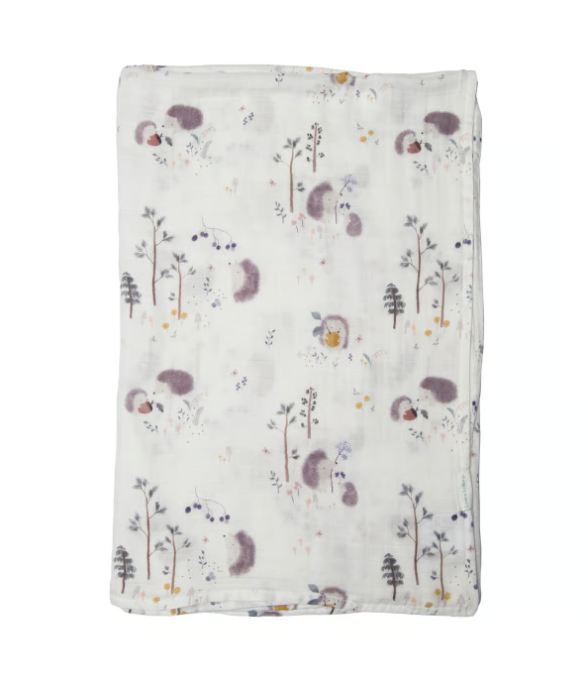 Loulou Lollipop - Muslin Swaddle - Hedgehogs|136257