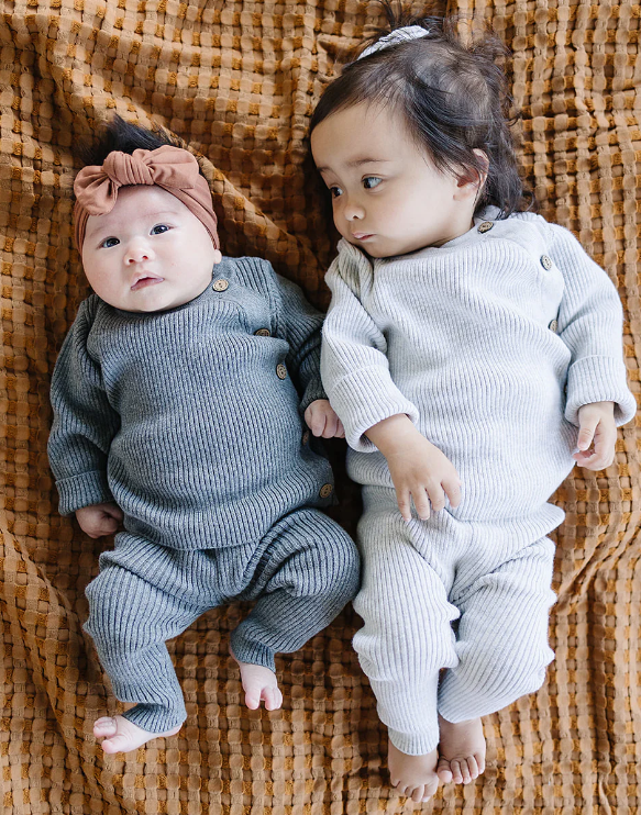 Mebie Baby - Heather Grey Knit Layette Set|91197