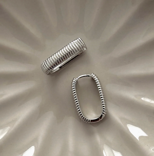 Small Ray Ribbed 2.0 Earrings - Silver|218814