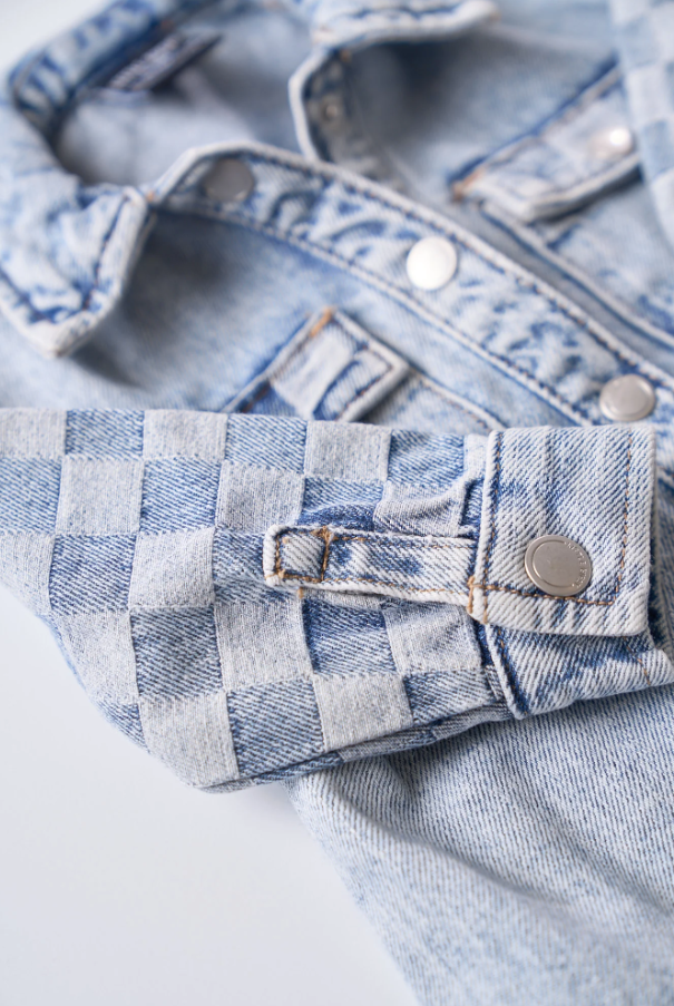 Little Bipsy - Checkered Shacket - Light Wash|145233