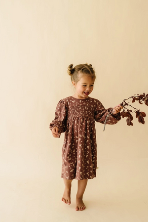 Organic Smocked Dress - Winter Bloom|107568