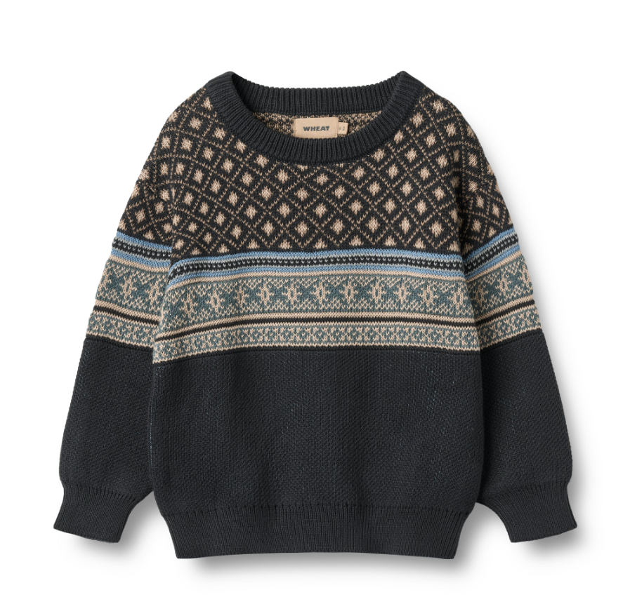 Wheat - Jaquard Pullover Julius navy|164430