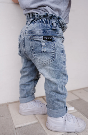 Paperbag Waist Denim - Light Wash|164255