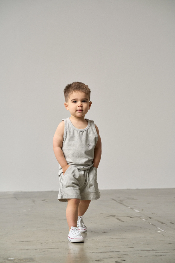 Little Bipsy - Stitch Pocket Jersey Short - Light Heather Grey|142516