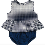 Mebie Baby -Navy Gingham Peplum Set|118255