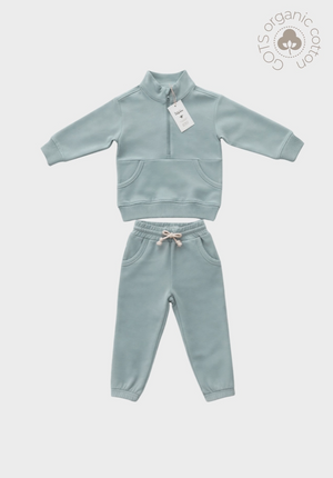 Bee & Magnolia - Organic Half-Zip Jogger Set - Coastal Fog|191167
