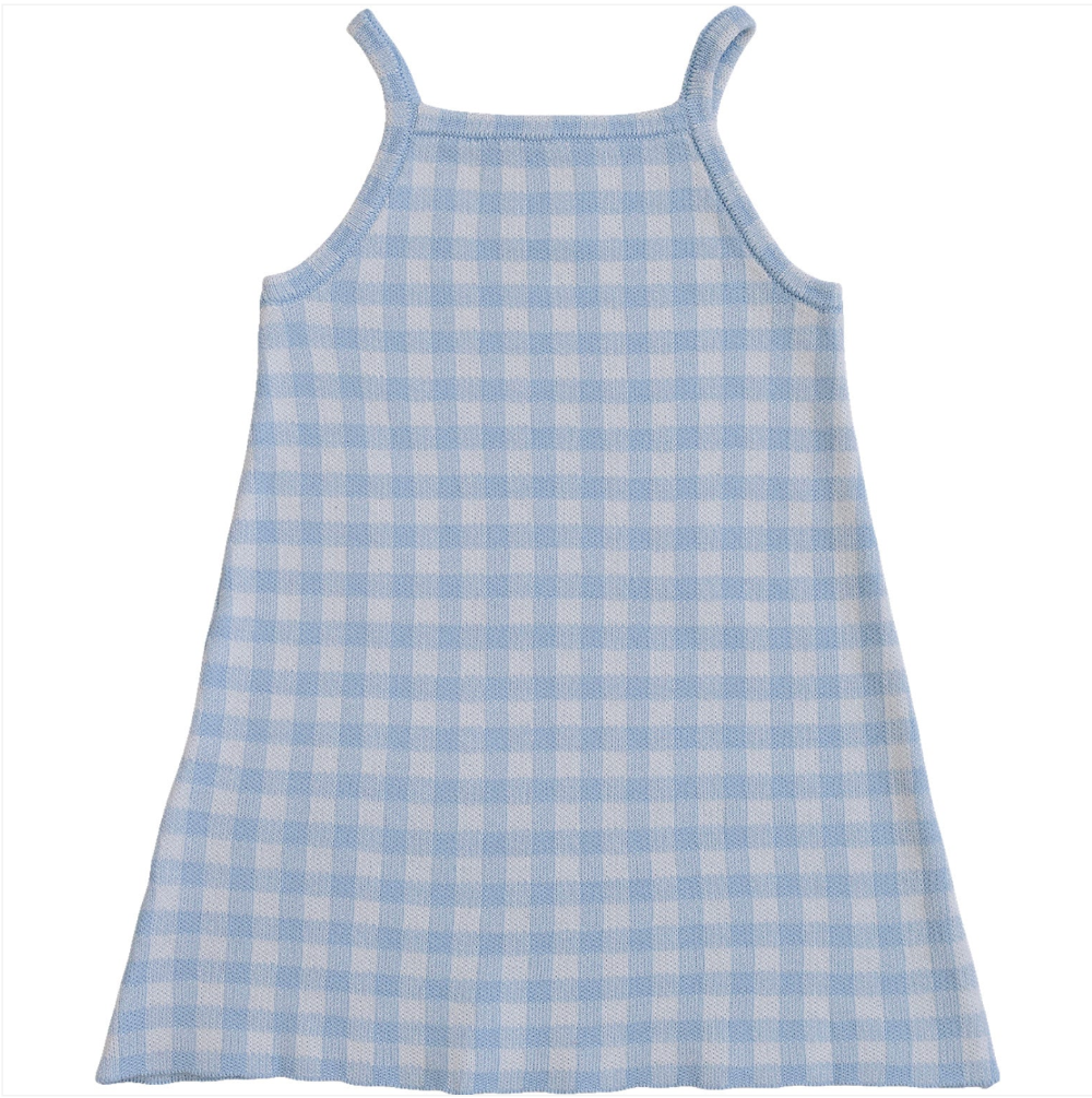 Mebie Baby - Blue Knit Gingham Dress|205061
