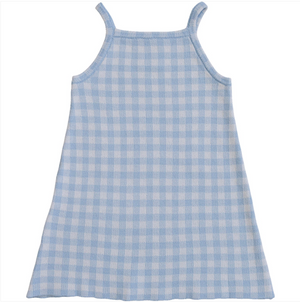 Mebie Baby - Blue Knit Gingham Dress|205061