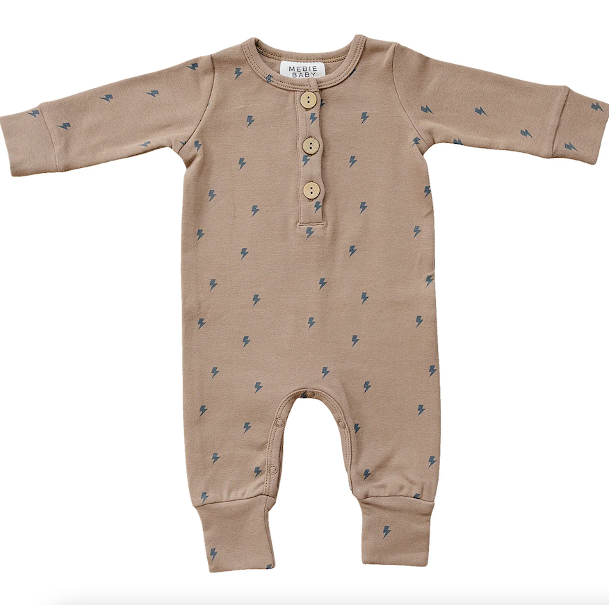 Mabie Baby - Lightening Bolt Long Sleeve Button Romper|104173