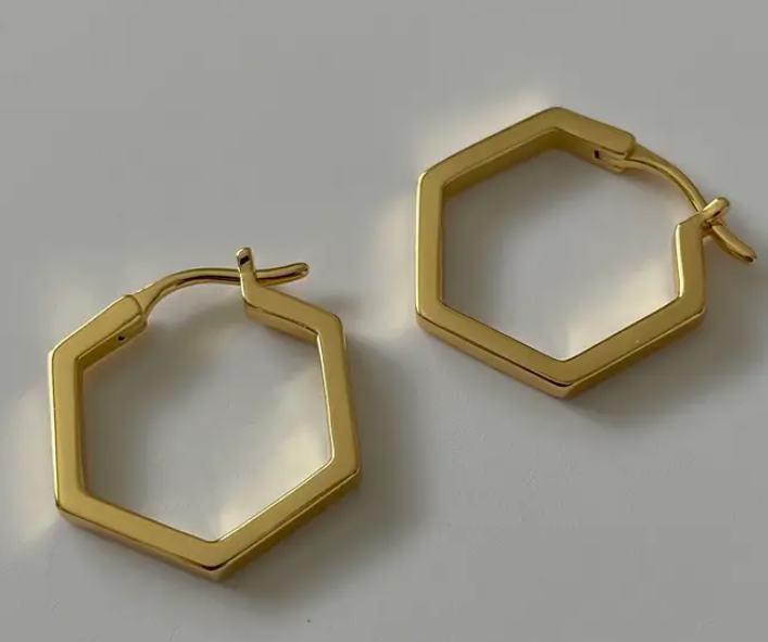 Hexagon 2.0 Hoops- 18K PVD Gold Plating|186952