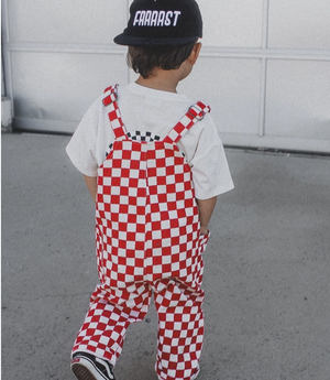 Little Trouble - Red Checks Overalls|164221