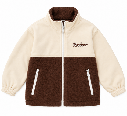 Roobear - Colourblock Fleece-lined Jacket Pink, Green, Brown